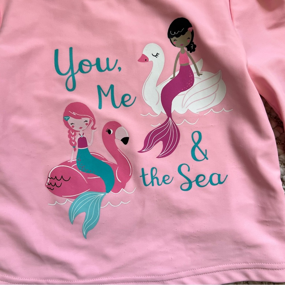 Simple Joys by Carters Little Girls Long Sleeve Rash Guard Mermaid Top Size 5T - Picture 3 of 8
